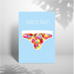 Smartie Pants- A5 Funny New Job Greeting Card, smartie broek, promotiekaart, gefeliciteerd, gefeliciteerd, nieuwe baan vriend kaart, je geslaagd