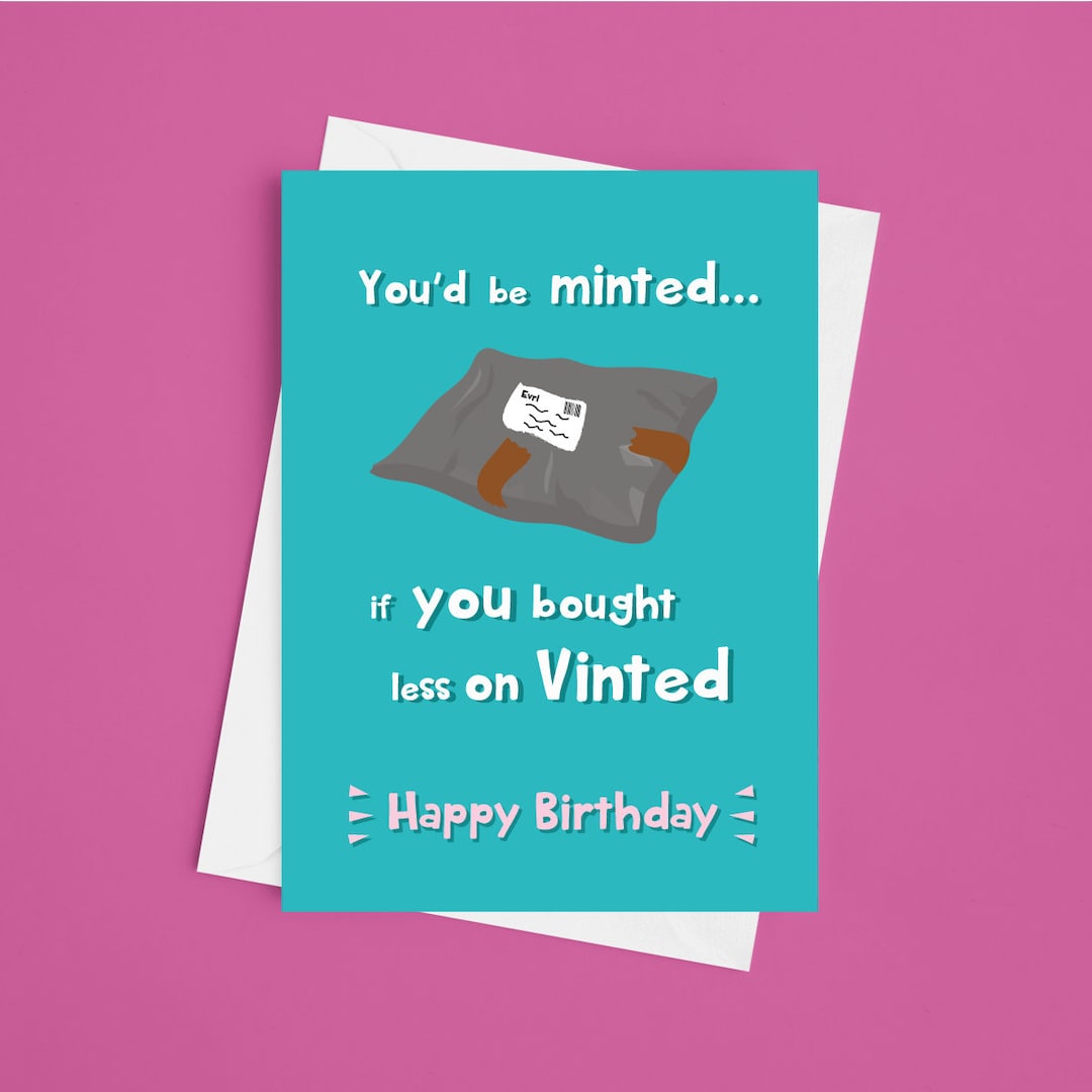 A5 Tarjeta de cumpleaños divertida Adicto a Vinted, Vinted, Cumpleaños de  hermana, Cumpleaños de mejor amigo, Cumpleaños de esposa, Cumpleaños de