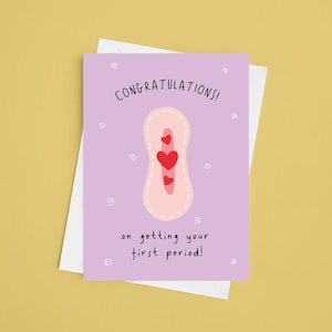 Congratulazioni per il tuo primo ciclo - A5 - Scheda ciclo, primo ciclo, pensando a te, congratulazioni, scheda ecologica, Benvenuta tra le donne