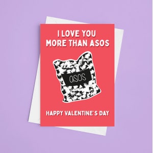 Tarjeta divertida de San Valentín A5 - Te amo más que la tarjeta de San Valentín de ASOS, para ella, tarjeta de San Valentín, tarjeta de San Valentín para esposa, novia, divertida