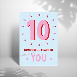 Tarjeta feliz del 10º aniversario A5 - Divertida tarjeta del 10º aniversario, tarjeta de aniversario de diamante, tarjeta de esposa, tarjeta de marido, aniversario de diamante, 10