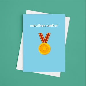 Marathon Well Done Card - Tarjeta de carrera divertida, tarjeta de lo hiciste, tarjeta de maratón, Maratón de Londres, media maratón, tarjeta de Iron man, tarjeta para corredor