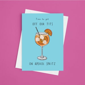 Fuori dalle nostre tette su Aperol Spritz - Biglietto di compleanno divertente A5 - Biglietto di compleanno Aperol, Compleanno di un amico, Compleanno della moglie, Compleanno della fidanzata, Per lei