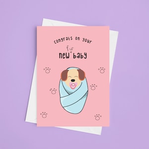 Nieuwe hondenkaart - A5 nieuwe vachtbabykaart, grappige nieuwe hondenkaart, nieuwe puppykaart, gefeliciteerd, nieuwe baby, gotcha-dag, hondenouderkaart, nieuw huisdier