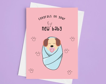 Funny New Dog Card – Fur Baby Congratulations (A5)