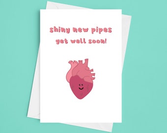 Heart Surgery Get Well Card | Get Well Card | Surgery Recovery Card | Heart Surgery Card |  Shiny New Pipes A5