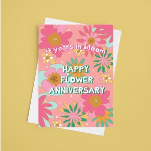 A5 4周年フラワーアニバーサリーカード - 花の記念日、4周年、フルーツアニバーサリーカード、妻の記念日、夫、4年目の贈り物