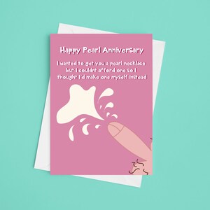 Happy Pearl Anniversary - A5 Tarjeta divertida del 30 aniversario, tarjeta de aniversario grosera, tarjeta de aniversario de esposa, collar de perlas, regalo de aniversario grosero