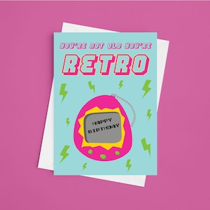 A5 Lustige Retro Geburtstagskarte - 90er Geburtstagskarte, Retro, 90er Gaming, Retro Geburtstag, Tamagotchi Karte, Tamagotchi Geburtstag, 90er Geschenk