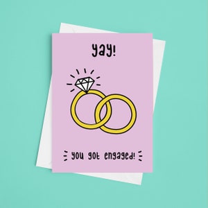¡Yay te comprometiste! - A5 - compromiso feliz, compromiso divertido, tarjeta de felicitación, tarjeta de felicitación divertida, tarjeta de compromiso de parejas