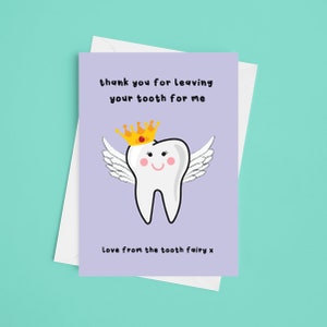 Tooth Fairy - A5 Kids Tooth Fairy Card, cadeau de dent, fée dent, reçu de fée de dent, carte de première dent, cadeau de première dent, certificat de dent