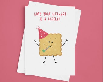 Hope Your Birthday Is A Cracker - A5 Pun Birthday Card,  Funny Birthday Card, for her Birthday, For Him Birthday, Cute Birthday