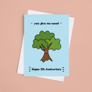 Happy Wood Anniversary Karte - A5 Lustige Karte zum 5. Jahrestag, unhöfliche Jahrestagskarte, Frau Jubiläum, 5. Hochzeitstag Karte, unhöflich