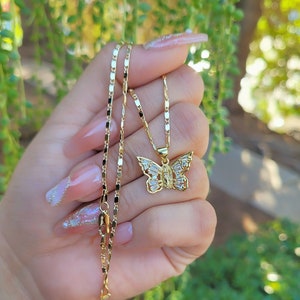 Butterfly Virgencita Pendant Necklace: 18k Gold Filled, Hypoallergenic