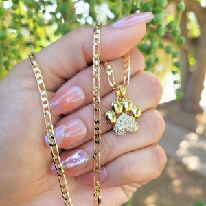 Gold Filled Paw Print Necklace: Pet Lover Jewelry