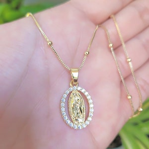 Virgin Mary Cross Necklace, Crystal Virgin Mary Cross, Virgencita Cross  Necklace, Virgencita Necklace, Virgen de Guadalupe