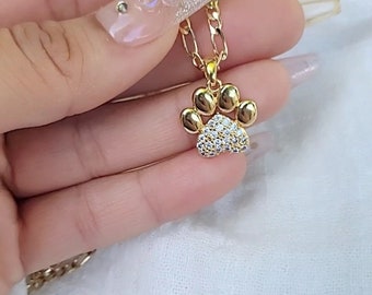 Gold Filled Paw Print Necklace: Pet Lover Jewelry