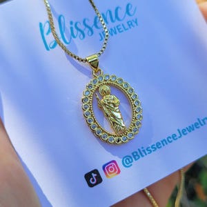 18k Gold Filled San Judas Necklace: St Jude Pendant