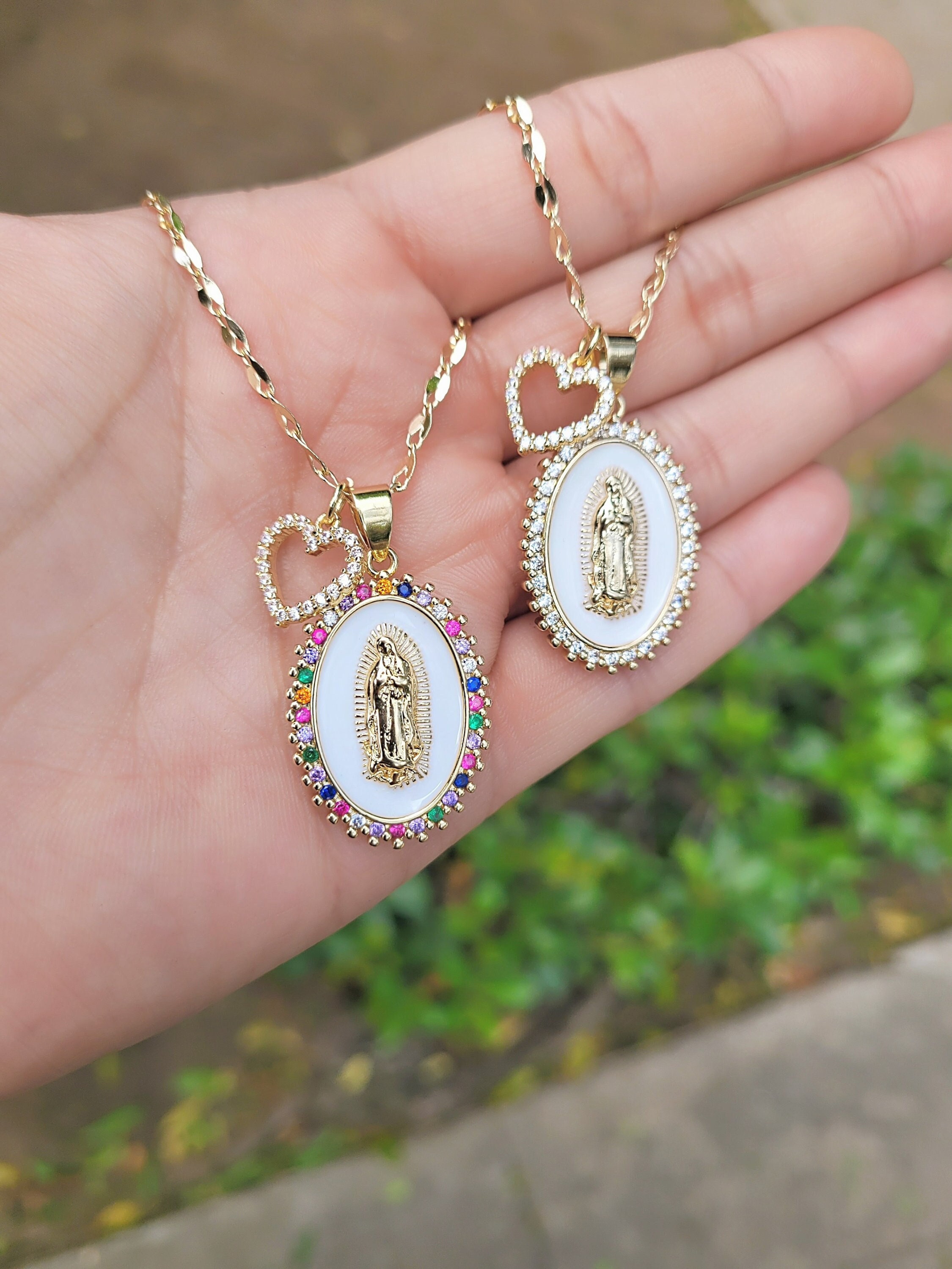 Our Lady of Guadalupe Gold Necklace. Gold Filled. Virgen De