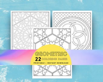 22 páginas para colorir abstratas geométricas intrincadas para impressão Kumiko, desenhos triangulares hexagonais, arte original em PDF e PNG para adultos