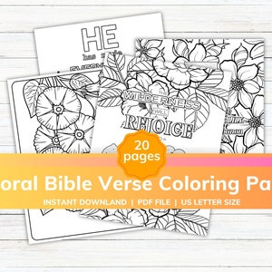 Floral Bible Verse Coloring Book, 20 Intricate Pages, Christian Art for Teens and Adults, Inspirational Gift