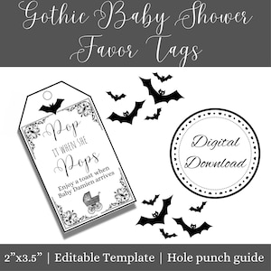 Gothic Baby Shower Editable Party Favor Tags | Baby Shower Favor Tags