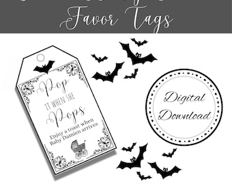 Gothic Baby Shower Favor Tags | Editable Template (Digital Download)