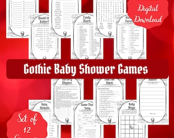 Gothic baby shower printable games bundle