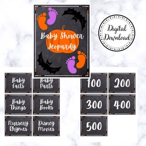 Halloween baby shower Printable jeopardy game