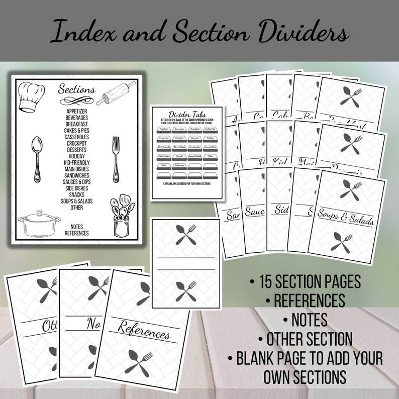 Printable Recipe Binder Kit Cooking Planner & Culinary Organizer Etsy