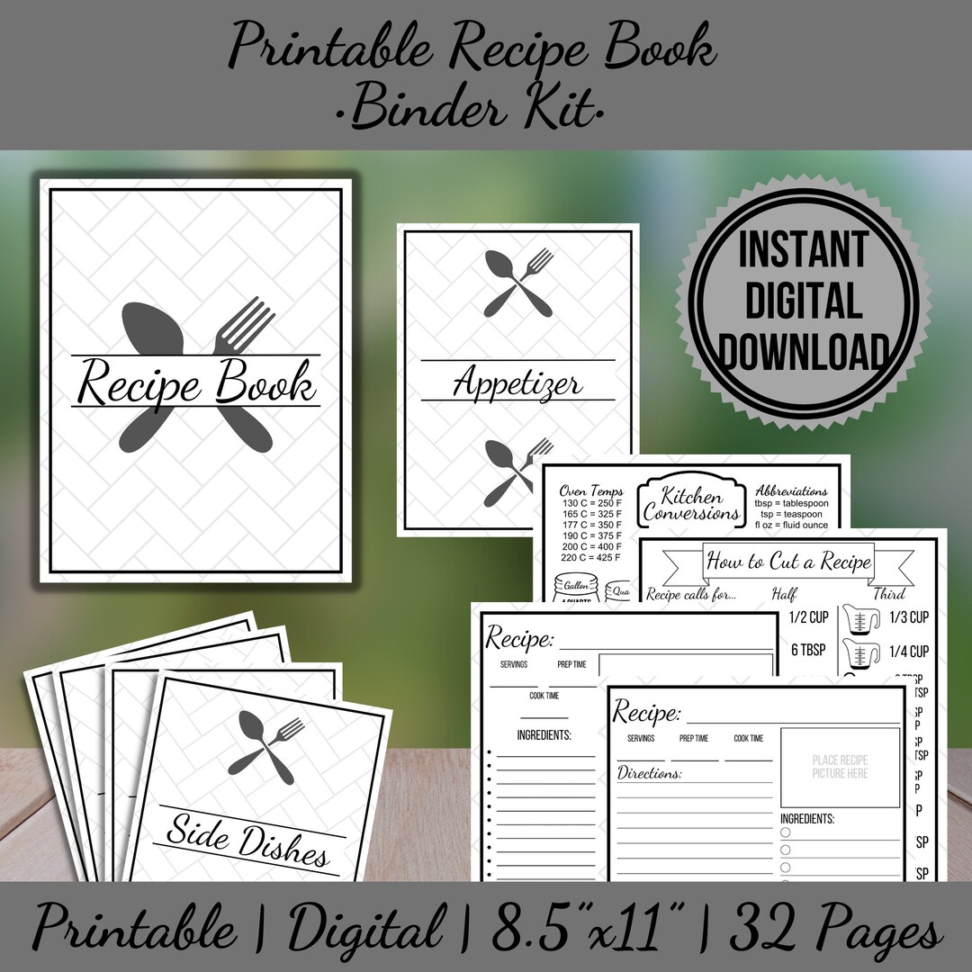 Printable Recipe Binder Kit Cooking Planner & Culinary Organizer Etsy