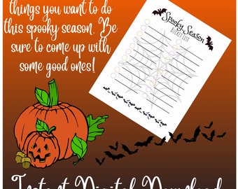 Spooky season printable bucket list