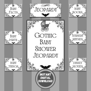 Halloween Gothic Baby Shower Jeopardy Game | Jeopardy Game