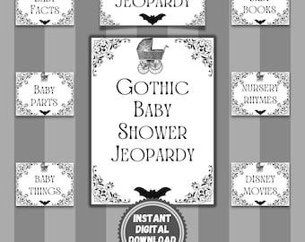 Halloween Gothic Baby Shower Jeopardy Game (PDF)