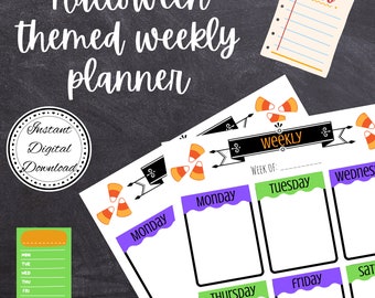 Halloween full page weekly Printable planner