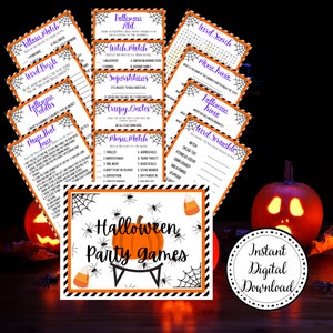 Halloween party printable games bundle
