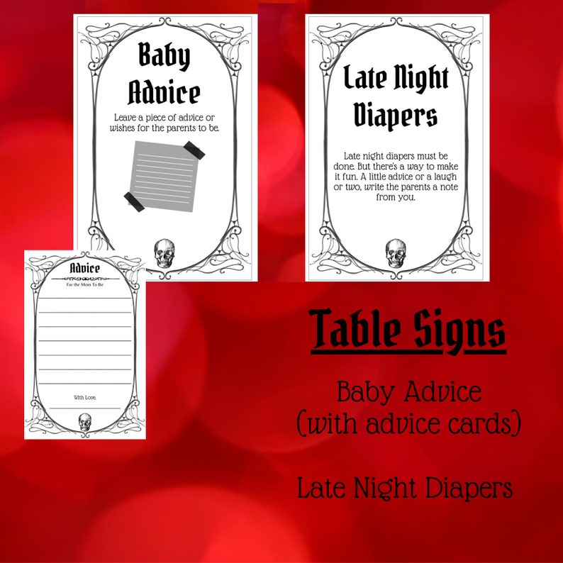 Gothic baby shower printable games bundle image 3