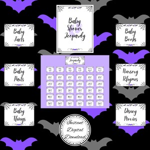 Halloween Spider Bats Baby Shower Jeopardy Game | Jeopardy Game