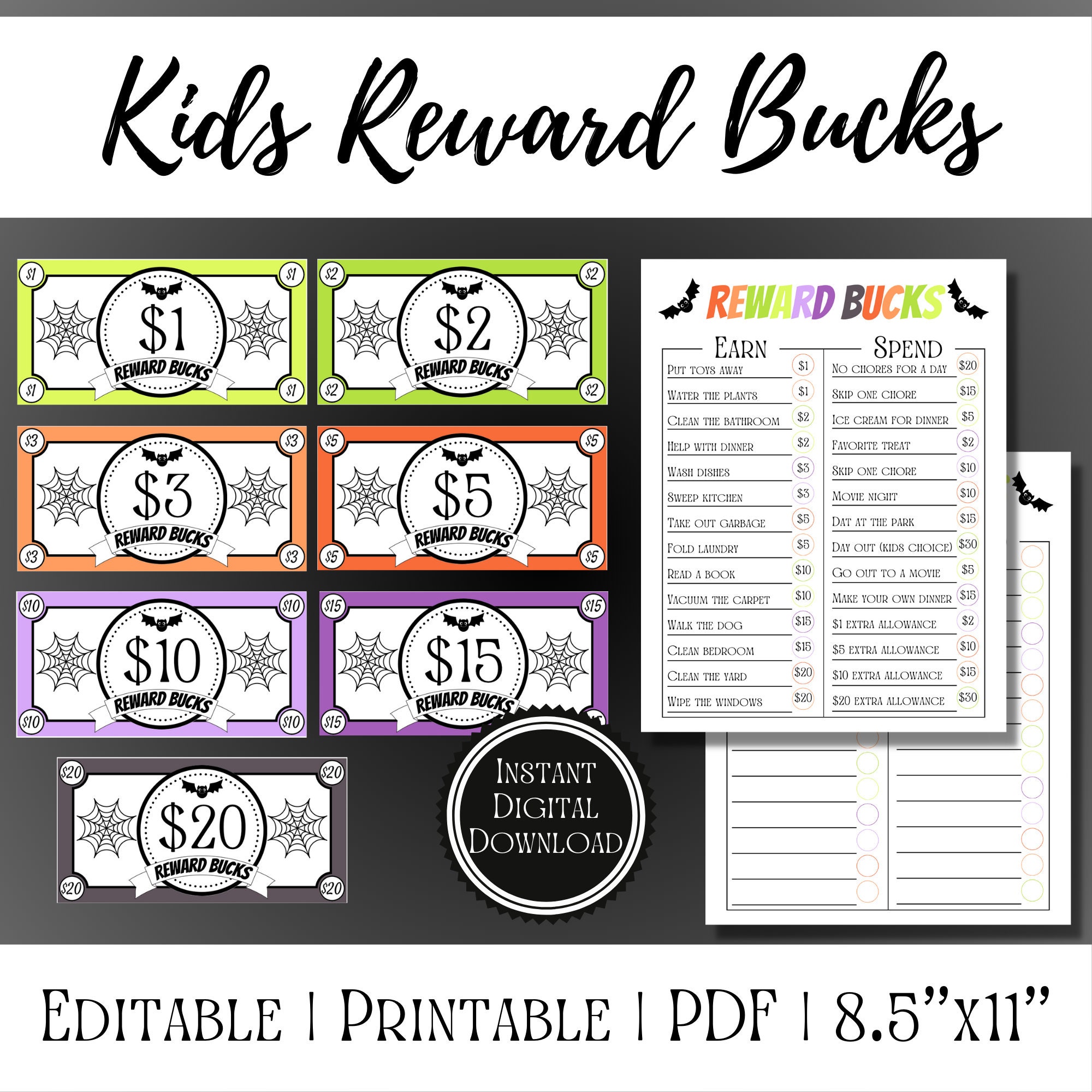 Printable Kids Reward Bucks Etsy Printable Kids Reward Bucks Etsy