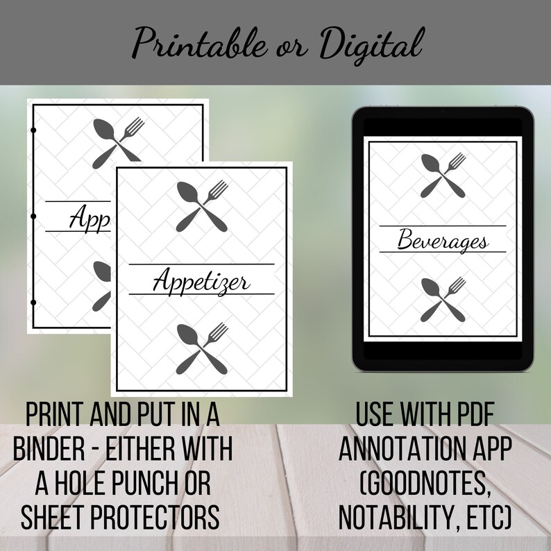 Printable Recipe Binder Kit Cooking Planner & Culinary Organizer Etsy