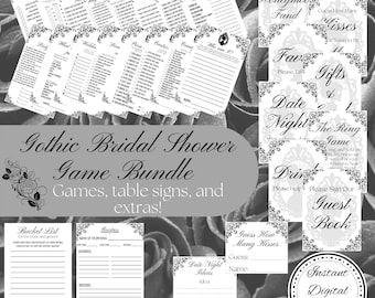 Elegant Gothic Bridal Shower Game Bundle