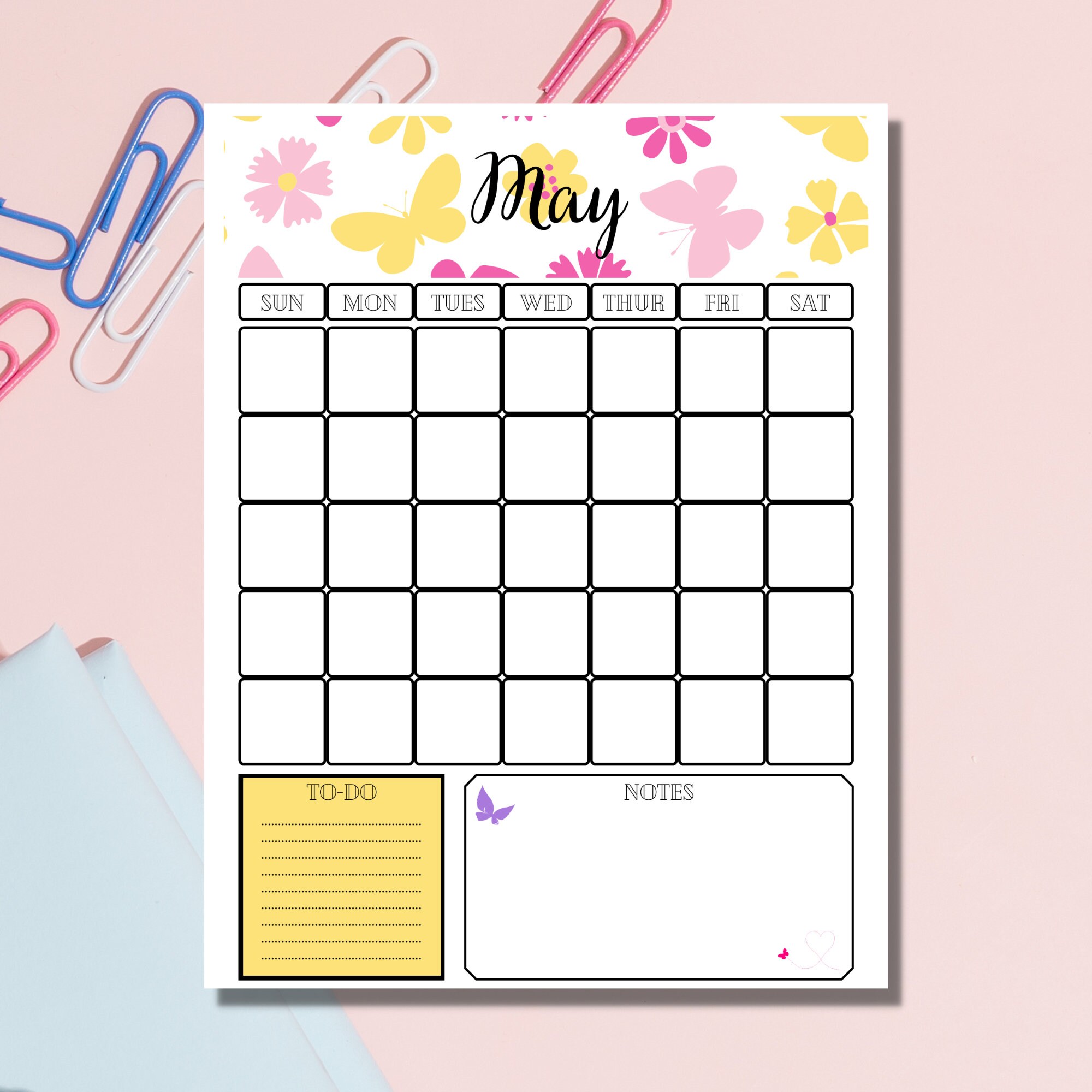 Blank 12 Month Printable Calendar - Etsy