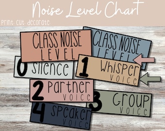 Earth Tones Classroom Noise Level | Printable | Classroom Decor |