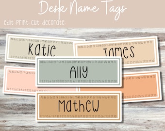 Soft Boho Desk Name s Editable Classroom Decor Etsy