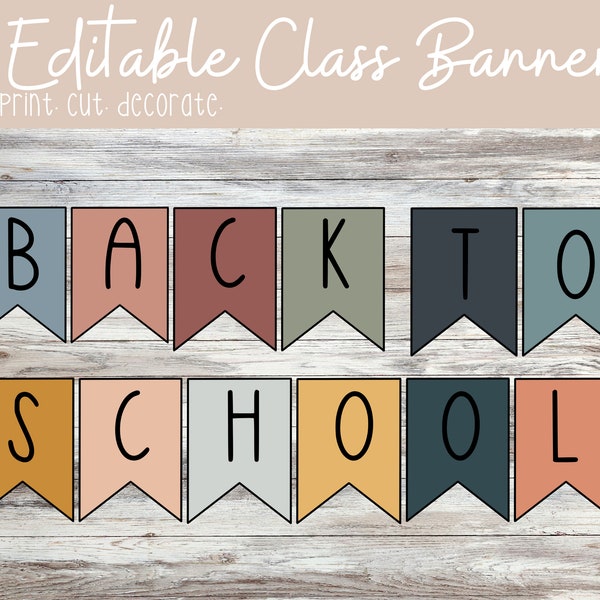 Earth Tones Editable Classroom Banner | Printable