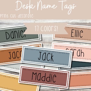 Earth Tones Desk Name Tags | Editable Classroom Decor | Printable