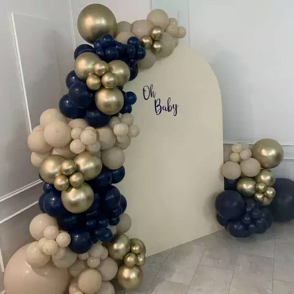 126pc Chrome Gold, Navy and sand White Balloons Diy Garland Kit for wedding, Bridal shower Engagement Party décor sweet sixteen balloon arch