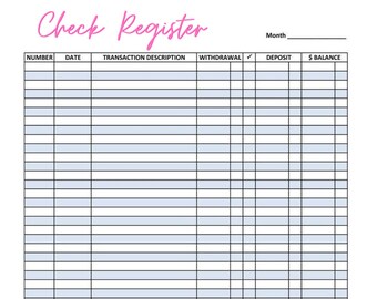 Check Register | Checkbook Register | Checkbook Planner