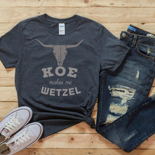 Koe Makes Me Wetzel, Concert T-shirt, Country Music, Gift For Him Her, Longhorn Skull, Cowboy Cowgirl, Funny T-shirt, Gift Ideas Western Tee