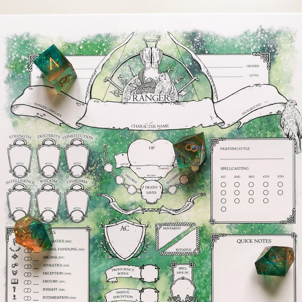 Dnd Ranger Character Sheets Etsy
